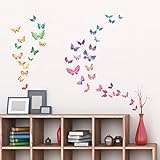 Decowall DW-1602 Aquarell Schmetterlinge Wandsticker Wandaufkleber Wandtattoo Kinderzimmer