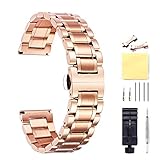 Edelstahl Uhrenarmband,Metallarmband für Herren/Damen mit geraden und gebogenen Ende (Gold,Silber,Schwarz,Roségold,Zwei Ton) - 12mm,14mm,16mm,18mm,19mm,20mm,21mm,22mm,24mm