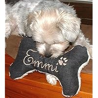Hunde Spielzeug Kissen Knochen Hundeknochen Quitscher schwarz Größe XS S M L oder XL mit Name Wunschname Hundekissen