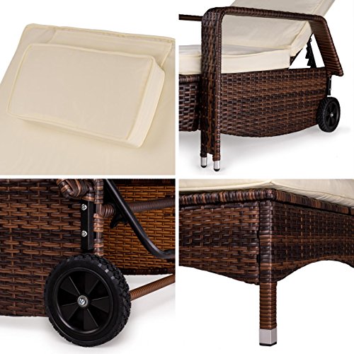 Polyrattan Sonnenliege Gartenliege Gartenmöbel Rattanmöbel inkl. Kissen und Auflage 210 x 80 x 33 cm Braun - 5