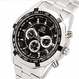 Xhyqs Armbanduhr, Herren-Armbanduhr, Luxus Klassisch Skelett Mechanische Edelstahl Armbanduhr Weiß Schwarz Schwarz