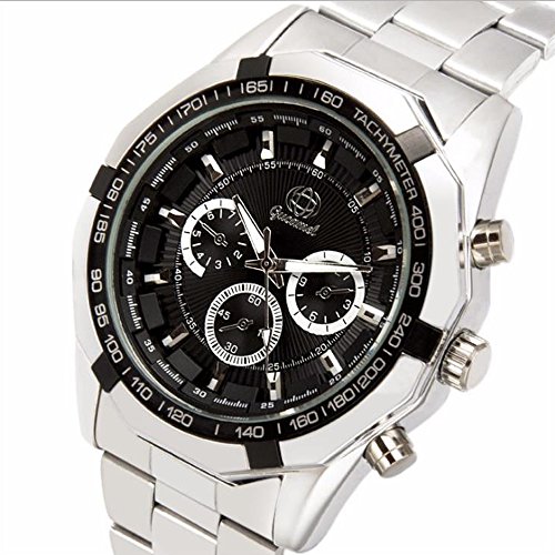 Preisvergleich Produktbild Xhyqs Armbanduhr, Herren-Armbanduhr, Luxus Klassisch Skelett Mechanische Edelstahl Armbanduhr Weiß Schwarz Schwarz