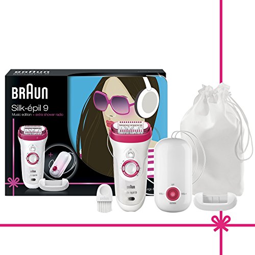 Braun Silk-épil 9 Epilierer 9-527, Premium Pack mit Duschradio, weiß/pink - 5