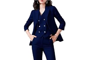 BOTONG Ensemble 3 pièces pour femme - Costume de bureau - Blazer - Gilet - Pantalon - Tenue professionnelle - Tenue de bal de fin d'année, tenue décontractée
