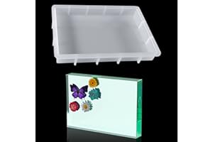 Zayookey Stampo a Rettangolo in Resina per Fusione Stampo in Silicone Epossidico di Cristallo Campioni per Fai Da Te Cornici Foto Sottobicchiere in Resina Sapone Resin Mold(19,6x13,6cm)