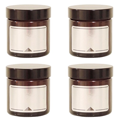 Viva Haushaltswaren #61107# 4 braune Glastiegel 60 ml / Salbentiegel / Cremetiegel / Glasdosen aus Braunglas inklusiv Beschriftungsetiketten, braun, 5.1 x 5.1 x 5.3 cm - 2