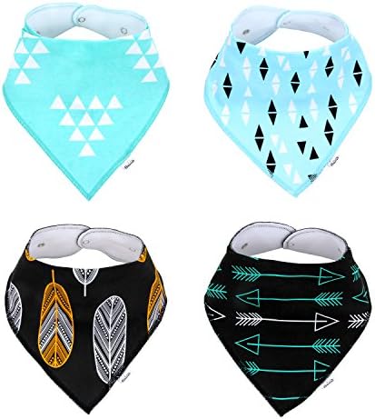 Deulia Unisex Baby Bandana Drool Bibs Set of 4 Adjustable Snaps Super Absorbent Gift Set Teething Dribble Bib Modern for Girls Boys