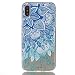 Produktbild iPhone X Hülle, Chreey Ultra Dünn Transparent Flexible Bumper Case Öl Glanz Weiche TPU Silikon Schutzhülle 3D Druck Muster Handyhülle Kreative Freizeit Handy Backcover [Blaue Blätter]