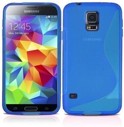 GADGET BOXX SAMSUNG GALAXY S5 G900 S-LINE SILICONE GEL IN BLUE COVER CASE AND SCREEN PROTECTOR