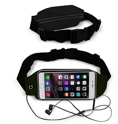 Theoutlettablet® Cintura - Marsupio Sportivo da Corsa - Corsa - Impermeabile al sudore e riflettente con tasca per trasporto Smartphone Samsung Galaxy S3 S4 S5 S6 S7 S8 Edge K5: Nero