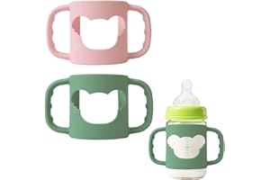 NJCXOLA 2 Pcs Poignée Biberon, Porte Biberon en Silicone, Doux Silicone Porte Biberon Main Libre, Poignées de Biberon à Col Large, Sans BPA Poignées de Biberon, Accessoires pour Bouteilles, Facile à Tenir