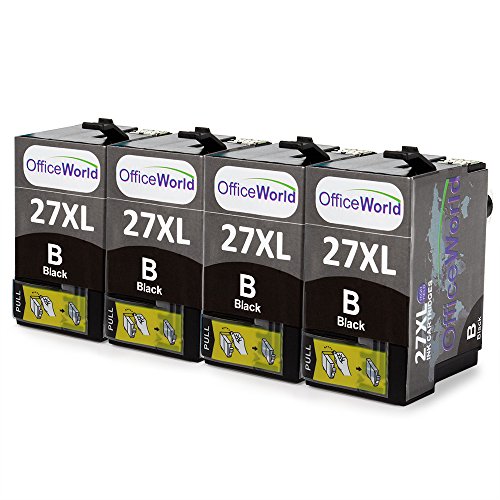 OfficeWorld Kompatible Patronen Ersatz für T27XL Schwarz Tintenpatronen Hohe Kapazität für WorkForce WF-3620DWF WF-7610DWF WF-3640DTWF WF-7110DTW WF-7620DTWF, Packung mit 4