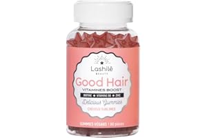 Lashilé Beauty - Complementos Alimenticios -Vitaminas para el crecimiento y fortalecimiento del cabello - Good Hair Vitaminas - 1 mes - 60 Gummies - Zinc, Viatmina C, E, B8, D, B12