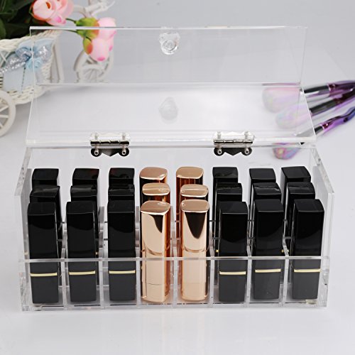 Boxalls Handgemachte Acrylic Lippenstift Halter Organizer Lippenstifthalter Kosmetik Box Ordnungssystem mit 24 Speicherräumen - 4