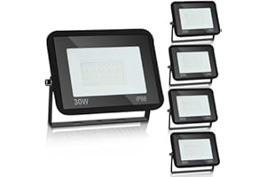 ‎YAKIMZ Yakimz 5er LED Strahler Außen, 30W 2550LM Superhell Außenbeleuchtung Fluter 3000K Tageslichtweiß Scheinwerfer, IP66, Abstrahlwinkel 120° Flutlichtstrahler für Hof, Garage, Garten Deko, Warmweiß
