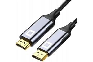 Co2 DisplayPort DP auf HDMI 2.0 Kabel 4K/60Hz, 2K/240Hz, Full HD, Dynamic HDR DSC 3D HDCP 2.2 FEC, Plug & Play, 18 Gbps, Einwegadapter, Aluminium Space Gray (1m)