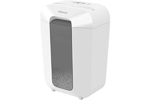 Fellowes LX70 - Trituradora de Papel, Corte en partículas, destruye hasta 11 Hojas, destructora de Papel Uso Personal, Papelera 18L, Nivel de Seguridad DIN-P4, con Bloqueo de Seguridad, Color Blanco