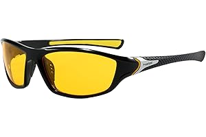 huipinghu Night Driving Glasses Anti Glare, Night Vision UV400 Protection, Glare Reducing for Nighttime Driving, Polarised Vision Headlight Glasses TAC Yellow Lens, Men & Women