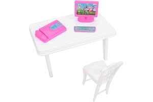 ZERODIS Accessoires de maison de poupée, mini clavier d'ordinateur télécopieur chaise de bureau ensemble de cadeau de maison de poupée jouet mini ensemble de meubles pour fille enfants