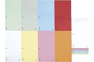 ‎DONAU DONAU 100er Pack Trennstreifen/Farbe: Farblich Sortiert / 1/3 A4 aus 190 g/m² Recycling-Karton/ 4-fach Lochung/ 23,5 x 10,5 cm/Gelocht/Trennblätter Ordner Register Trennlaschen/Made in EU