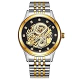 GBPHH Herrenuhr Vollautomatisch Beobachten Geschäft Wasserdicht Leuchtend Maschinen Beobachten Aussetzung 3D Gravieren,03