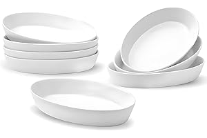 UIBFCWN Set da 8 Teglie da Forno in Ceramica (19x11,4x3,5 cm), Set Stampo da Forno Teglia da Forno Ovale Teglie, Ideali per Lasagne/Torta/Casseruola/Tapas- 340 ml