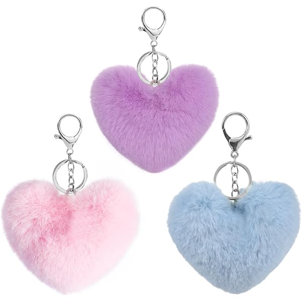 Pom Poms Portachiavi San Cuore Soffice Peluche Pompon Palline Portachiavi Portachiavi Borsa di San Ciondoli Della Borsa Del Pendente per Le Donne