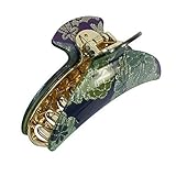 sourcingmap Flower Print Plastic 20 Claws Barrette Hair Clamp Green Gold Tone Blue