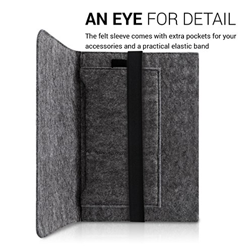 kwmobile Tablettasche Filz Sleeve für 9,7 – 10,1″ Tablet – Tablet Schutzhülle Tasche Case Hülle in Grau mit Innentaschen Innenmaße: ca. 28 x 21 cm - 4