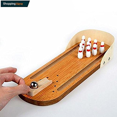 ShoppingHere Mini Bowling Game,Mini Wooden Tabletop Bowling Game for Kids and Adults (solid wood)