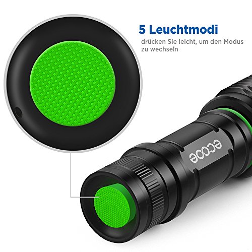Ecooe Cree Taschenlampe Led Wassergeschützt T6 1000 Lumen mit einstellbares Kopfband - 3