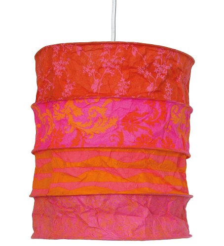 Wunderschöner Lampenschirm aus handgeschöpftem Lokta Papier Patchwork "Monaco" NEU