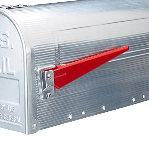 Relaxdays Amerikanischer Briefkasten, Aluminium, Original US Mailbox, Fahne, Nostalgie, HxBxT: 22 x 16,5 x 48 cm, silber - 4