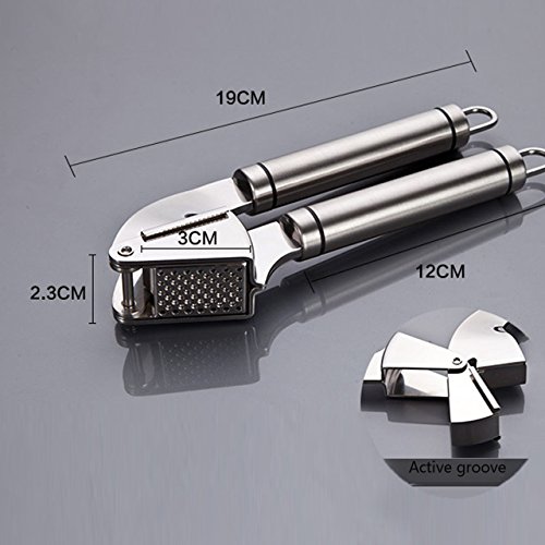 Gr8Life Knoblauchpresse , Knoblauchschneider aus Edelstahl mit Knoblauchschäler - 3