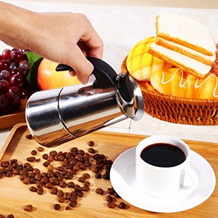 Cuperinox - Espresso Coffee Maker - Stainless Steel Coffee Machine - 10 Cups - Silver