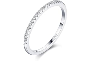 Bellitia Jewelry Bague pour Femmes Bague Moitié Éternité avec Diamants CZ, Bague Empilable de Fiançailles Alliance Mariage Anniversaire en Argent 925 Plaqué D'or Rose