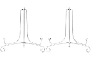 Tincogo Plata (2 Piezas) Hierro Pantalla Soporte Plata Hierro Caballete para Libros de Cocina, Fotos, Platos Decorativos,Bowl,Placas, Tablets,5 Pulgadas