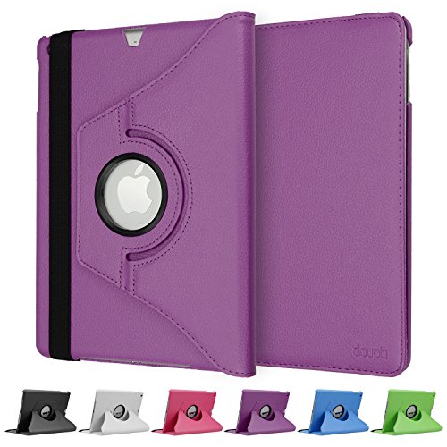 doupi 360° Deluxe Schutzhülle für iPad Air 2 Smart Case Sleep / Wake Funktion 360 Grad drehbar Etui Kunstleder Schutz Hülle Ständer Displayschutz Cover Tasche, lila - 2