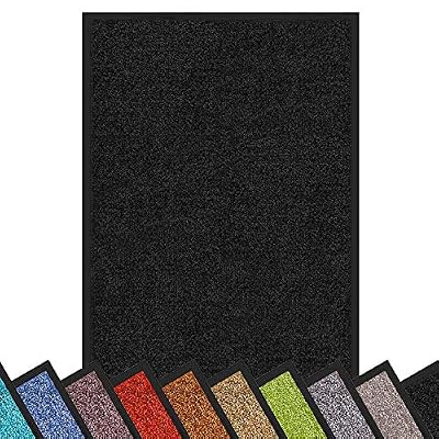 casa pura Tapis Entrée Intérieur - Tapis Antidérapant & Anti-Poussière | Paillasson d'Entree Interieur | Tapis de Porte Lavable & Ultra Absorbant | Noir - 40x60 cm