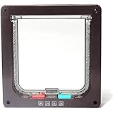 FLOVEME 4 Wage Katzentür Katzenklappe Cat Flap für Katzen kleine Hunde koffee M