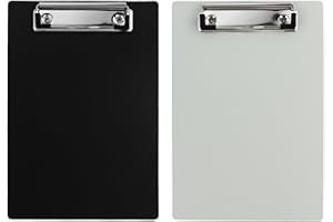 HXMJIED 2 tavolette portablocco in plastica nera, formato A5, mini portablocco da 15 x 22 cm con clip a basso profilo