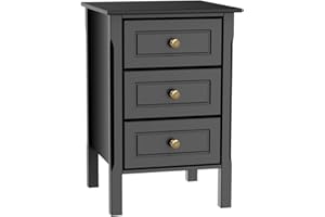 ‎YAHEETECH Yaheetech Nachttisch Nachtschrank Boxspringbett, Nachtkonsole Nachtkommode mit 3 Schubladen, Beistelltisch Sofatisch für Schlafzimmer und Wohnzimmer, LBH ca. 40 x 40 x 60 cm, Schwarz