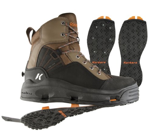 korkers de ante botas de vadeo con Kling-on y Studded Kling-on suelas - FB4320-07, botas para caminar, negro, chocolate, (Chocolate Chip/Black)