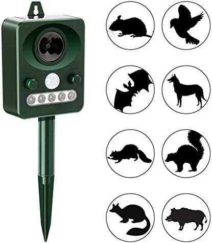 Poscoverge Solar Power Ultrasonic Animal &amp; Pest Repellent, Outdoor Waterproof repeller for Cat, Dog, Raccoons, Squirrls, Moles, Mice - Activated with Motion Sensor and Flashing LED Light