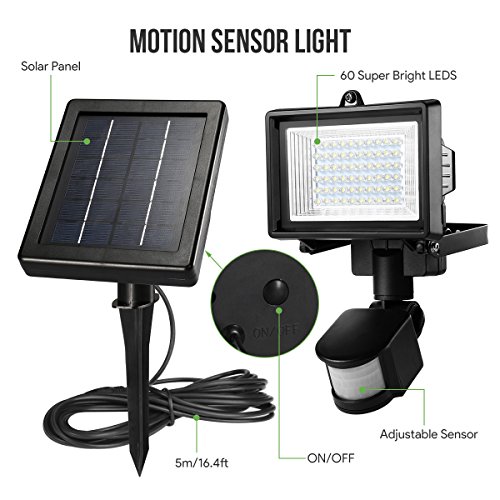 LE Solarfluter, Solarleuchte mit Bewegungsmelder 6000K Kaltweiß Solar betrieb Flutlicht IP65 wasserdicht Strahler mit Solarzelle ideal für Veranda Garten Garagenhof Aussenbeleuchtung - 2