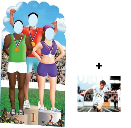 *OLYMPIC PACK* Olympics Podium Stand-in Lifesize Cardboard Cutout / Standee (Olympic Games) - INCLUDES 8X10 (25X20CM) STAR PHOTO - FAN PACK
