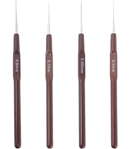 Lot De 12 Crochets à Tricoter Métal - Tailles 0.6 à 1.75 Mm, Longueur 12.2 Cm, Pour Fins Et Débutants