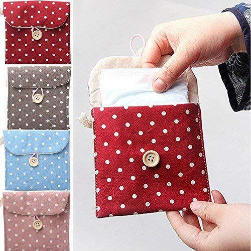 SHOP ONLINE 2pcs Cotton Pouch Purse Pad Holder Handbag Girls Gift Polka Dot Sanitary Napkin Bags (Colors May Vary) RS.199 (60.00% Off) - Amazon