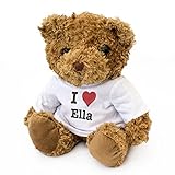 . - I LOVE ELLA - Braun Teddybär - Niedlich Weich Kuschelig - Geschenk Geburtstag Weihnachten Valentine