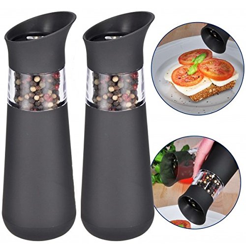 Gravidus 2er Set elegante elektrische Salz- und Pfeffermühle mit Kippsensor